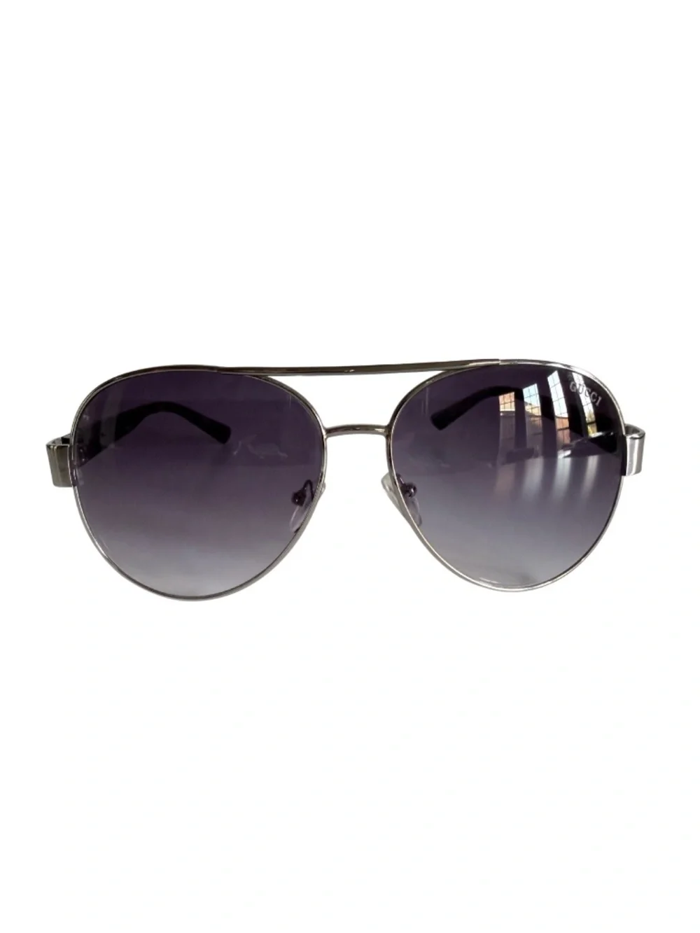 Designer inspired aviator, sunglasses, silver